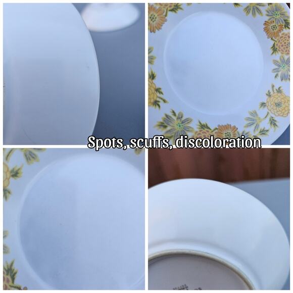 6 Vtg Plates Noritake Progression Fruit Dessert Sunnyside 9003 White Floral - Picture 5 of 6